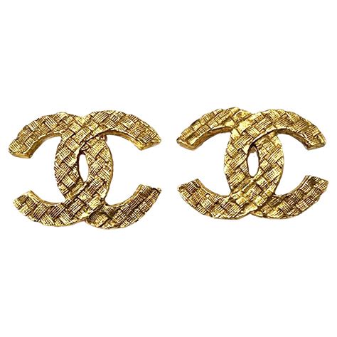 chanel cc weave clip-on earrings